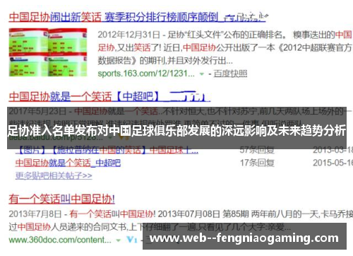足协准入名单发布对中国足球俱乐部发展的深远影响及未来趋势分析